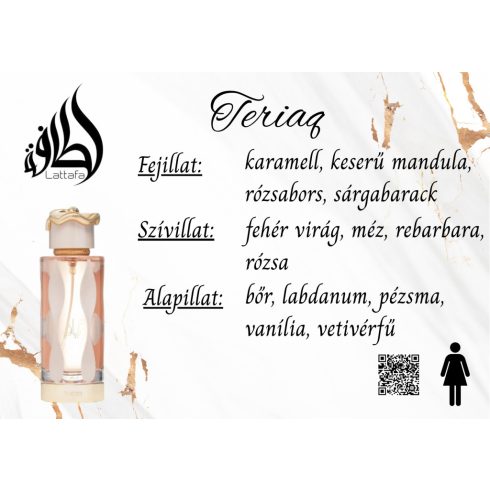 Lattafa Teriaq női parfüm illatjegyei