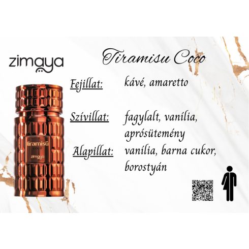 Zimaya Tiramisu Coco uniszex parfüm illatjegyei