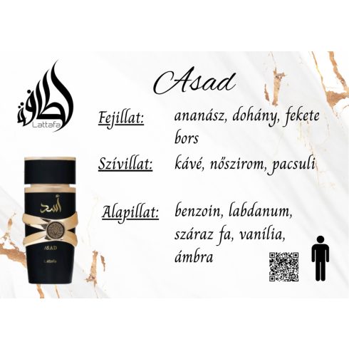 Lattafa Asad férfi parfüm illatjegyei