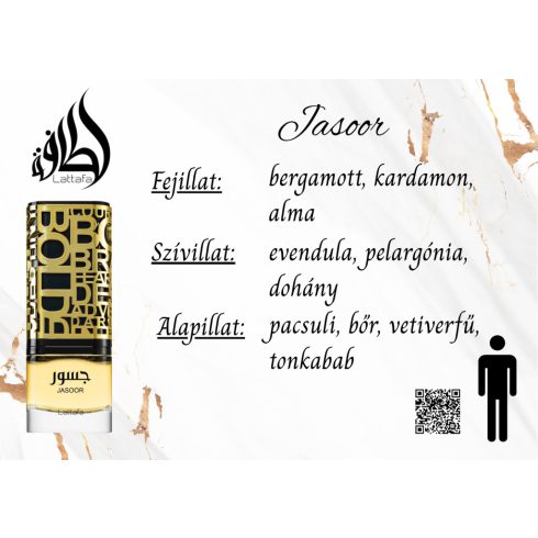 Lattafa Jasoor férfi parfüm illatjegyei