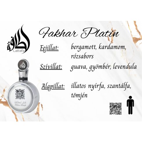 Lattafa Fakhar Platin férfi parfüm illatjegyei
