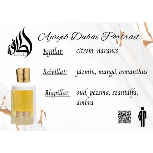 Lattafa Ajayeb Dubai Portrait uniszex parfüm illatjegyei